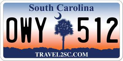 SC license plate OWY512