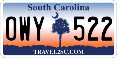 SC license plate OWY522