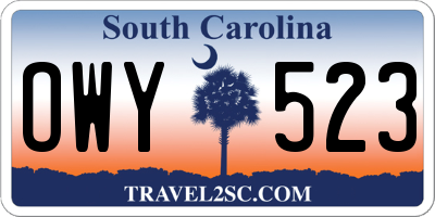 SC license plate OWY523