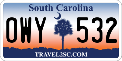SC license plate OWY532