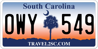 SC license plate OWY549