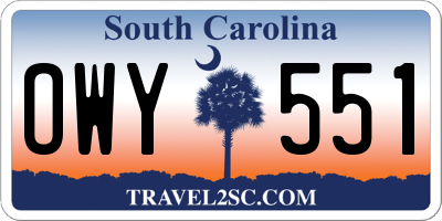 SC license plate OWY551