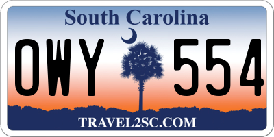 SC license plate OWY554