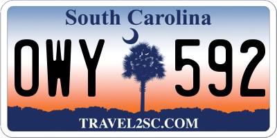 SC license plate OWY592