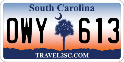 SC license plate OWY613