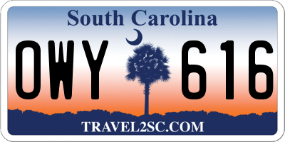 SC license plate OWY616