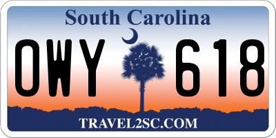SC license plate OWY618