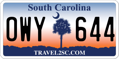SC license plate OWY644