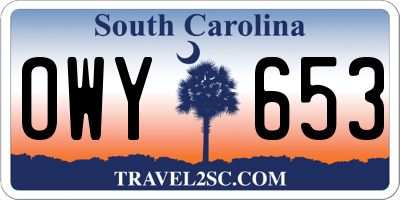 SC license plate OWY653