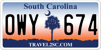 SC license plate OWY674