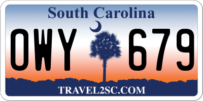 SC license plate OWY679