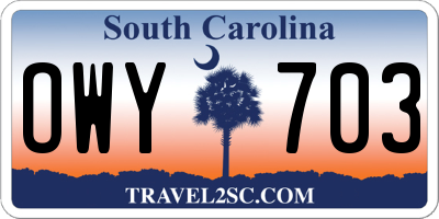 SC license plate OWY703
