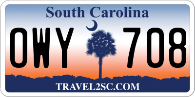 SC license plate OWY708