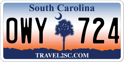 SC license plate OWY724