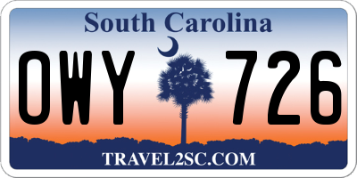 SC license plate OWY726