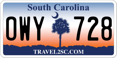 SC license plate OWY728
