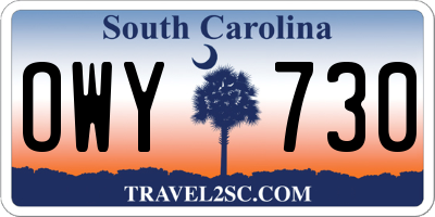 SC license plate OWY730