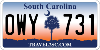 SC license plate OWY731