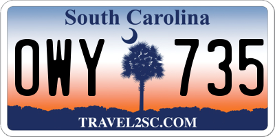 SC license plate OWY735