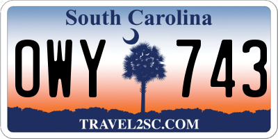 SC license plate OWY743