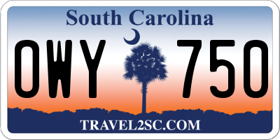 SC license plate OWY750