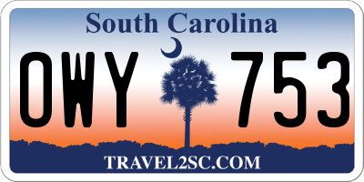 SC license plate OWY753