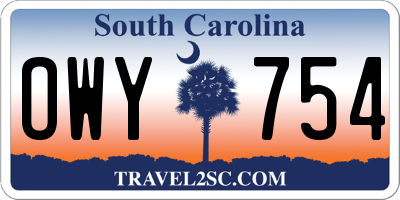 SC license plate OWY754