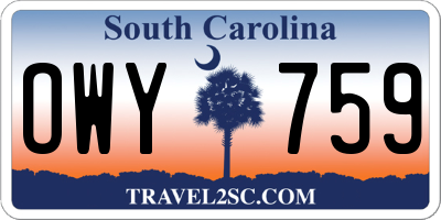 SC license plate OWY759