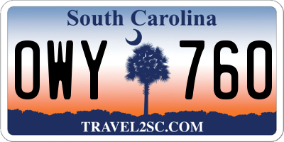 SC license plate OWY760