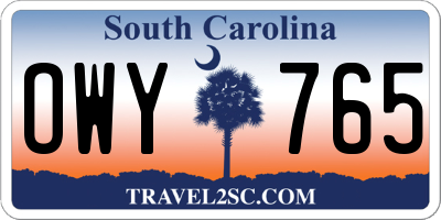 SC license plate OWY765