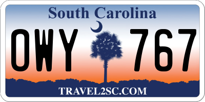 SC license plate OWY767