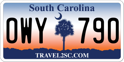 SC license plate OWY790