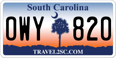 SC license plate OWY820