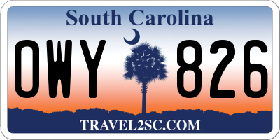 SC license plate OWY826