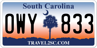 SC license plate OWY833