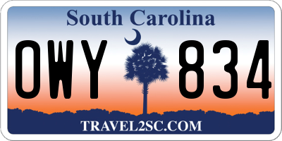 SC license plate OWY834