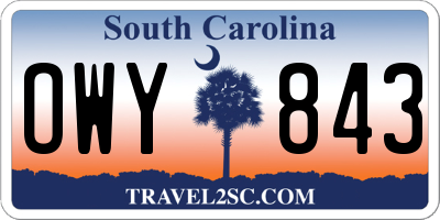 SC license plate OWY843