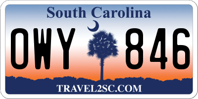 SC license plate OWY846