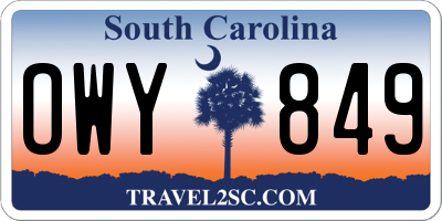 SC license plate OWY849