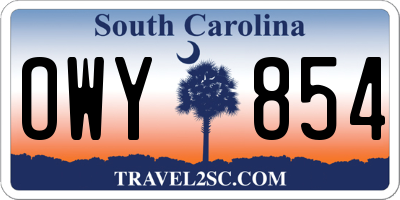 SC license plate OWY854