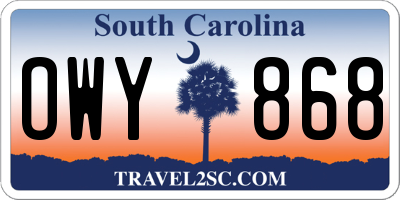 SC license plate OWY868