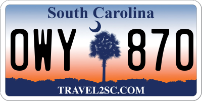 SC license plate OWY870