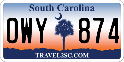 SC license plate OWY874