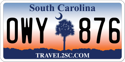 SC license plate OWY876