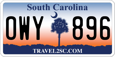 SC license plate OWY896