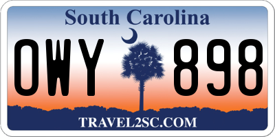 SC license plate OWY898