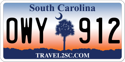 SC license plate OWY912