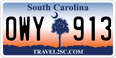 SC license plate OWY913