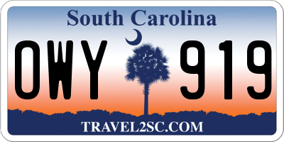 SC license plate OWY919