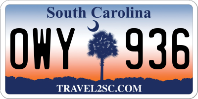 SC license plate OWY936